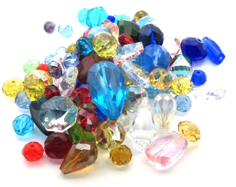 100gms Loose Mixed Crystal Glass Bead Pack