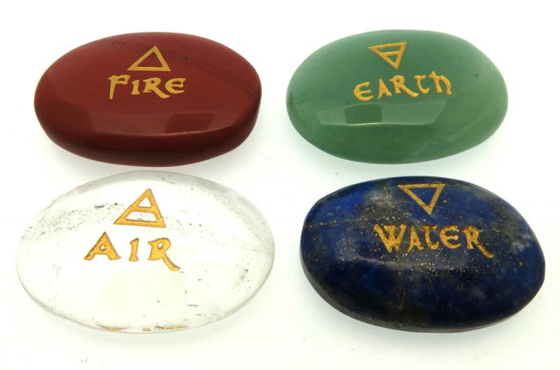 Carved Oval Gemstone Earth Air Fire Water Cabochon Set