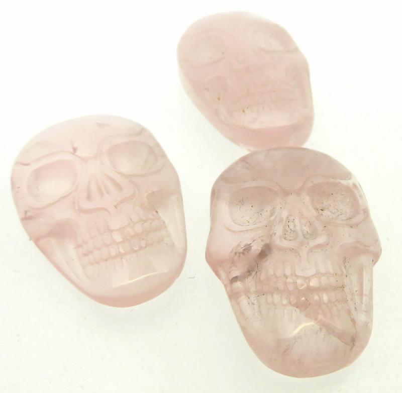 Single Skull 34mm Long Rose Quartz Cabochon