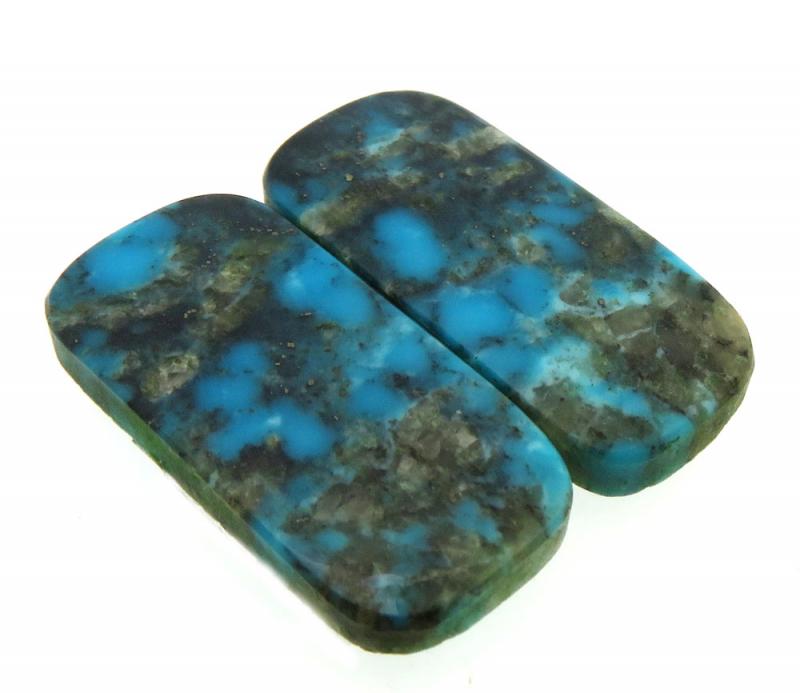 Rectangle 22x10mm Arizona Turquoise Cabochon Pair 18