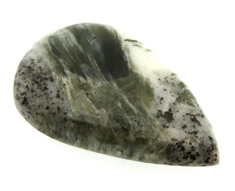 Teardrop 36x23mm Green Tourmaline in Quartz Cabochon 04