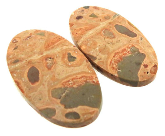 Oval 30x16mm Leopardite Jasper Cabochon Pair 03