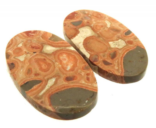 Oval 27x15mm Leopardite Jasper Cabochon Pair 07