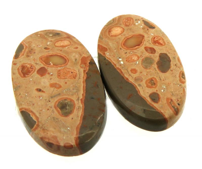 Oval 25x14mm Leopardite Jasper Cabochon Pair 10
