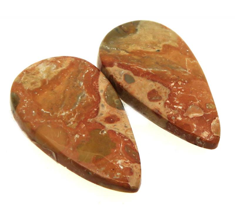 Teardrop 27x13mm Leopardite Jasper Cabochon Pair 16