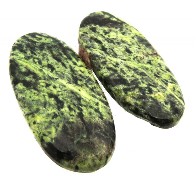 Oval 34x16mm Lemon Jasper Cabochon Pair 04