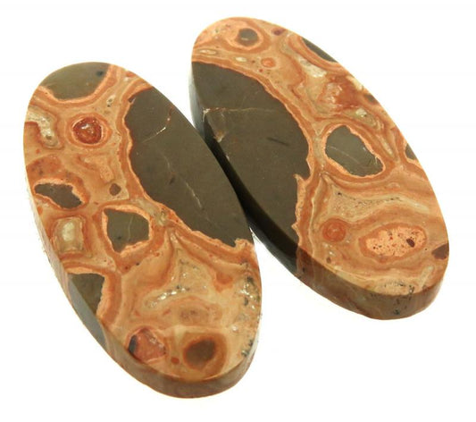 Oval 29x13mm Leopardite Jasper Cabochon Pair 19