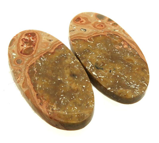 Oval 27x14mm Leopardite Jasper Cabochon Pair 22