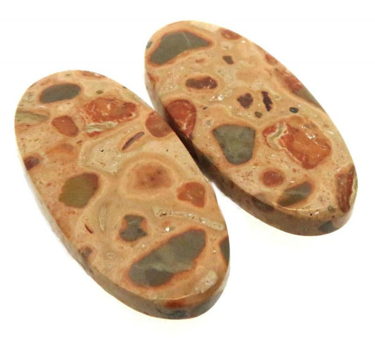Oval 29x14mm Leopardite Jasper Cabochon Pair 24