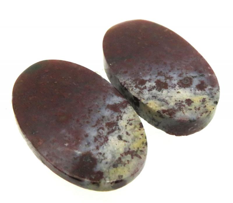 Oval 24x15mm Bloodstone Cabochon Pair 06