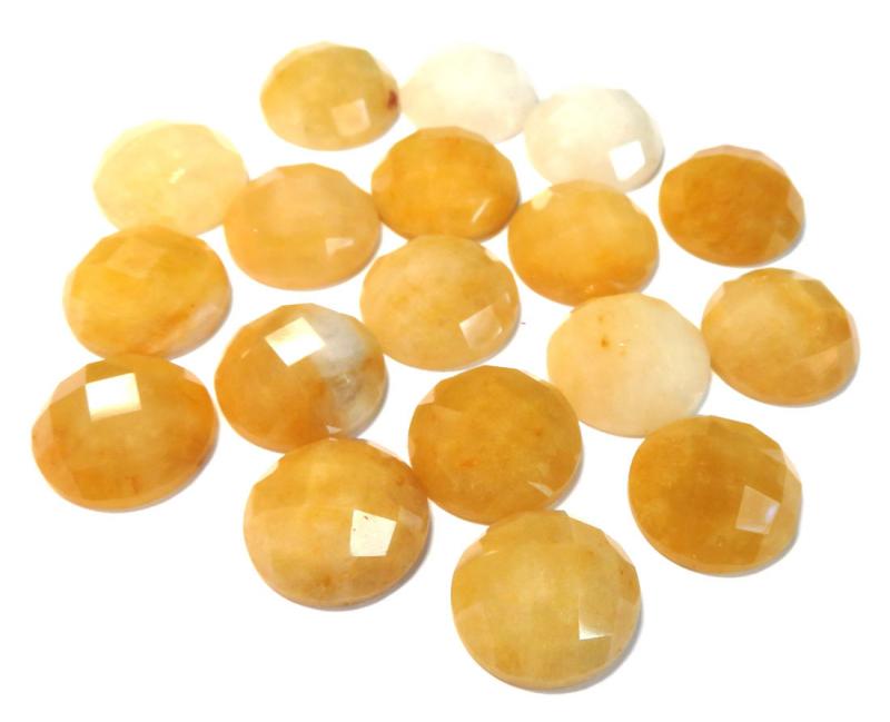 Single Round 16mm Faceted Topaz Jade Cabochon