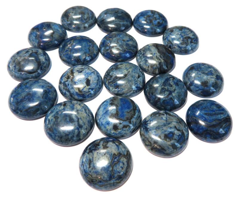 Single Round 20mm Sky Blue Ripple Jasper Cabochon