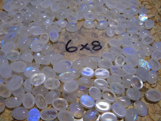 Single Oval 8x6mm Rainbow Moonstone Cabochon