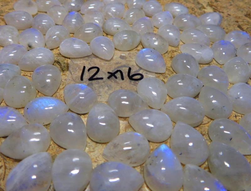 Single Teardrop 16x12mm Rainbow Moonstone Cabochon