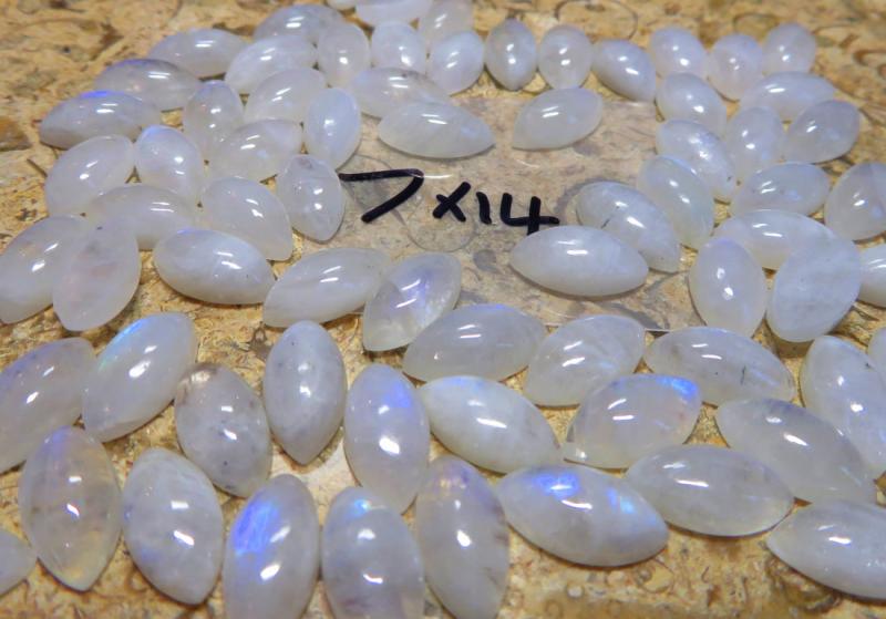Single Marquise 14x7mm Rainbow Moonstone Cabochon