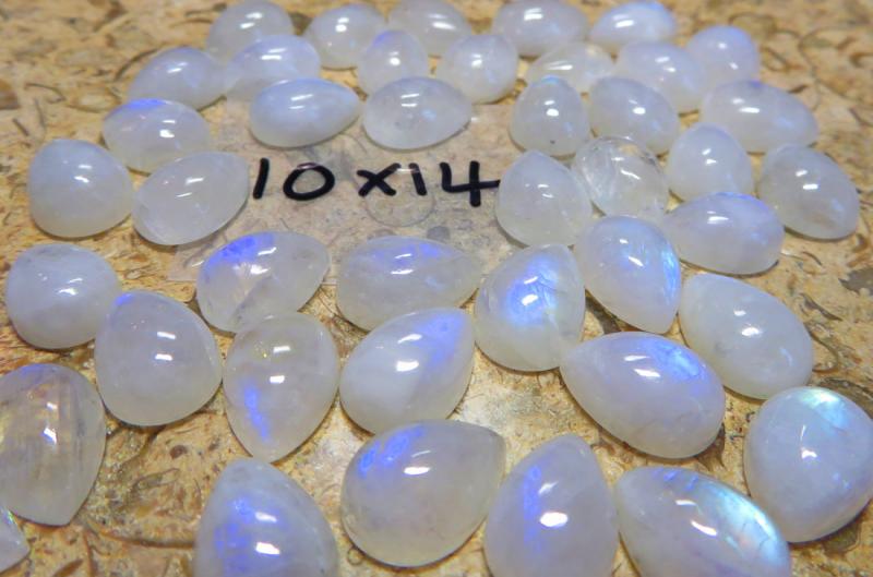 Single Teardrop 14x10mm Rainbow Moonstone Cabochon
