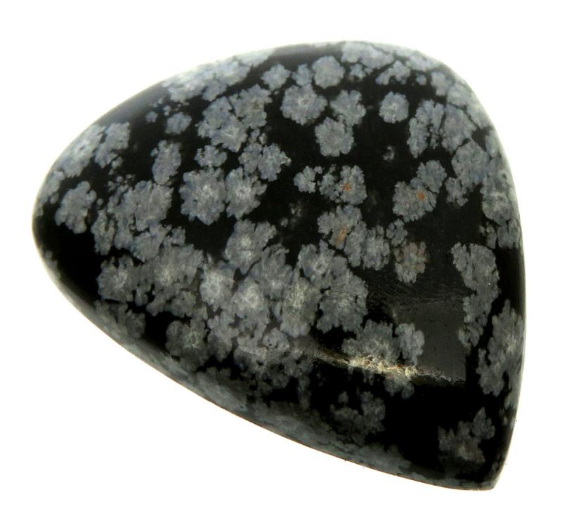 Teardrop 39x34mm Snowflake Obsidian Cabochon 04