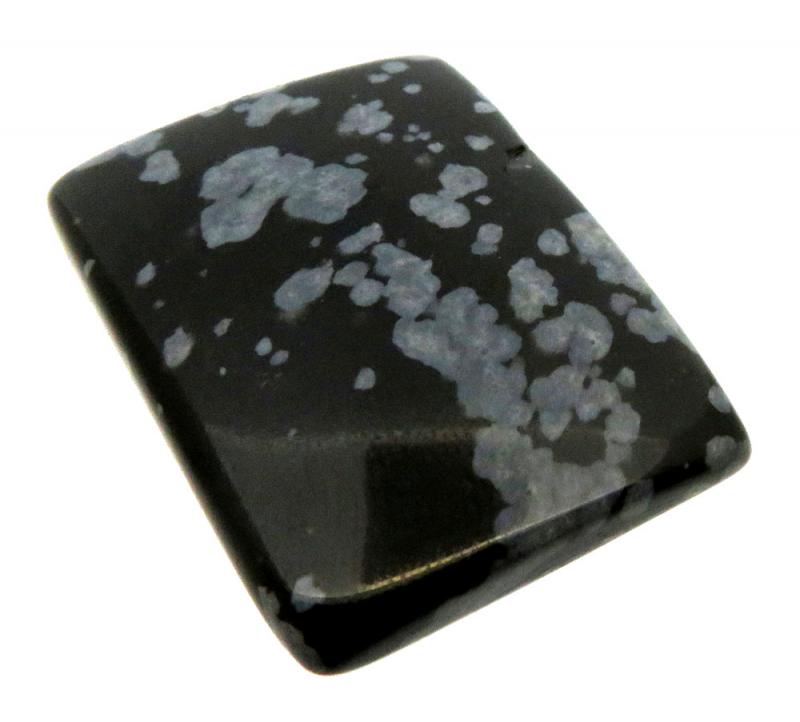 Rectangle 30x22mm Snowflake Obsidian Cabochon 08