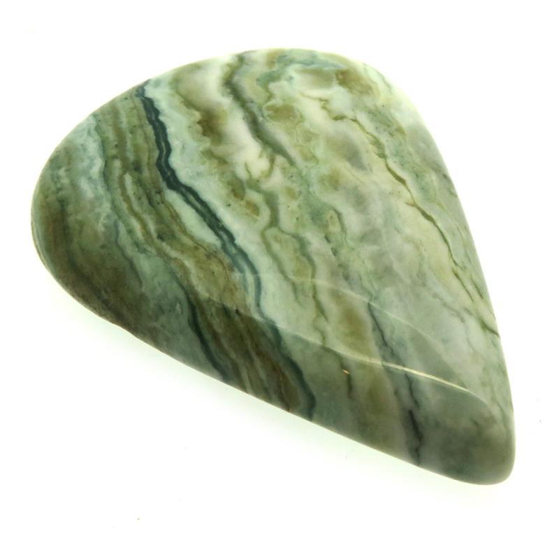 Teardrop 39x28mm Green Lace Jasper Cabochon 01