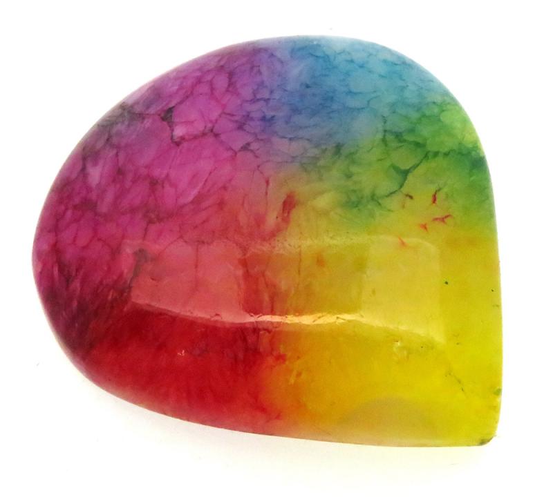 Teardrop 36x34mm Rainbow Solar Quartz Cabochon 25
