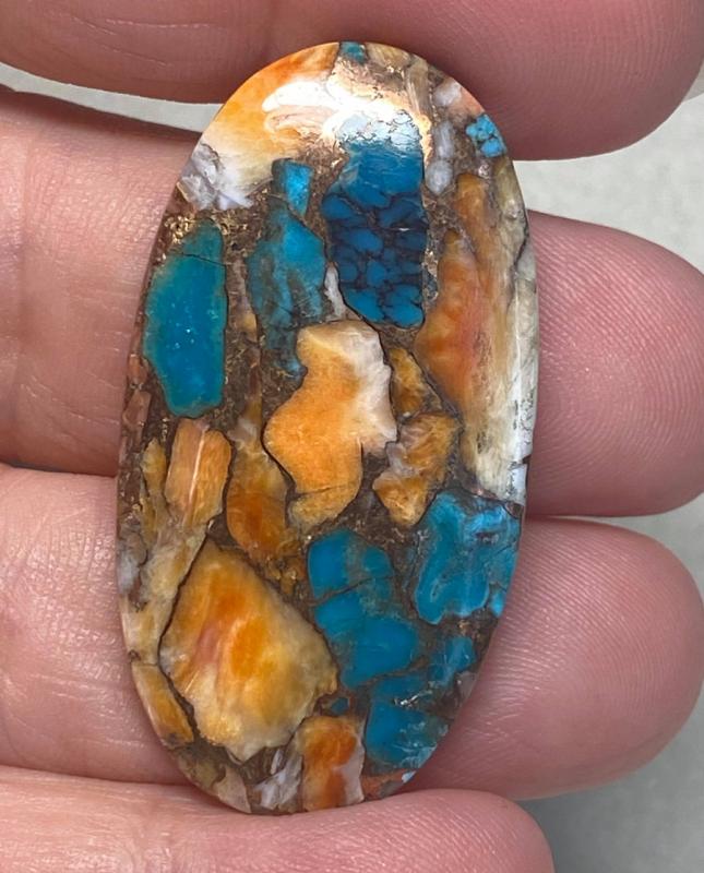 Oval 43x23mm Spiny Oyster Turquoise Cabochon 43