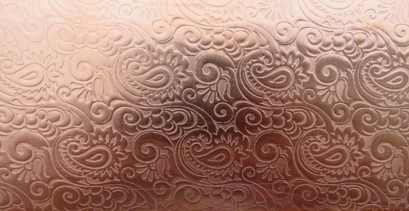 0.55 Thick 60x60mm Bare Copper Plate Paisley Design 06