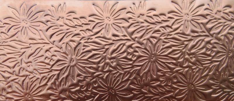 0.55 Thick 60x60mm Bare Copper Plate Daisies Design 27