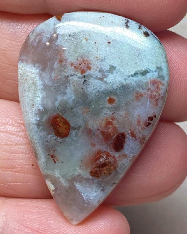 Teardrop 36x26mm Blue Green Chalcedony Cabochon 15