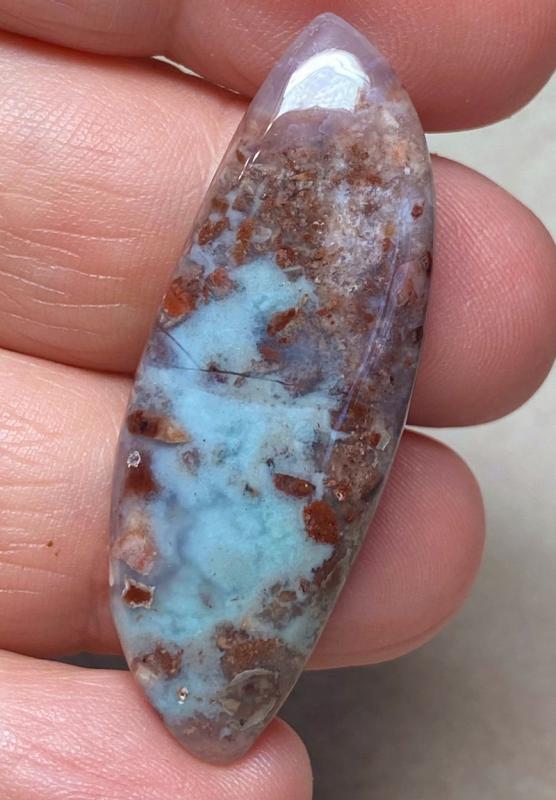 Freeform 44x16mm Blue Green Chalcedony Cabochon 17