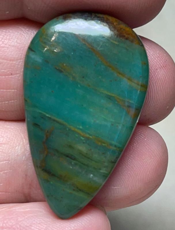 Teardrop 35x21mm Gary Green Jasper Cabochon 06