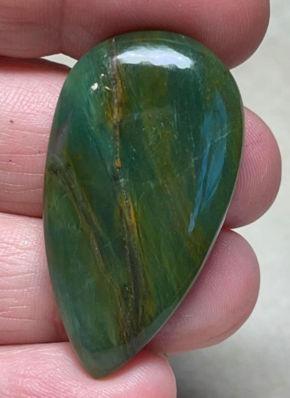 Teardrop 41x22mm Gary Green Jasper Cabochon 19