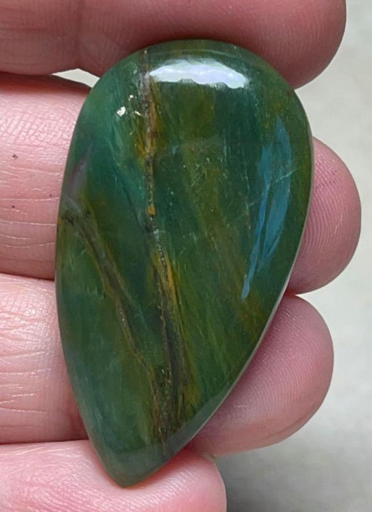 Teardrop 41x22mm Gary Green Jasper Cabochon 19
