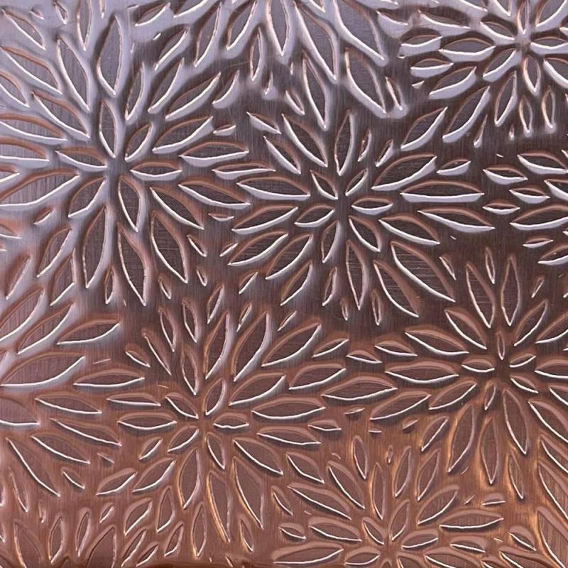 0.55 Thick 60x60mm Bare Copper Plate Large Flowers Design 33
