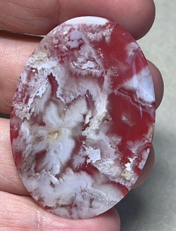 Oval 50x35mm Indonesian Plume Agate Doublet Cabochon 35