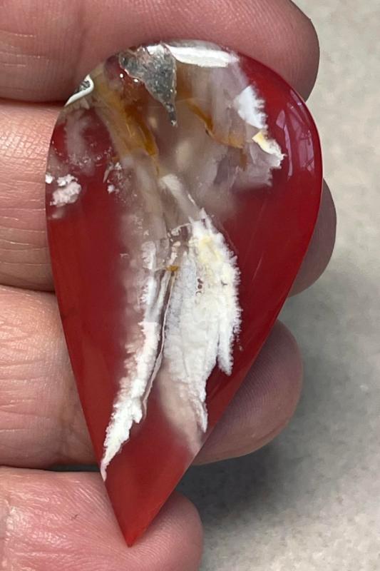 Teardrop 49x26mm Indonesian Plume Agate Doublet Cabochon 37