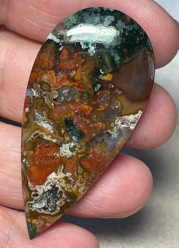 Teardrop 57x27mm Indonesian Plume Agate Cabochon 02
