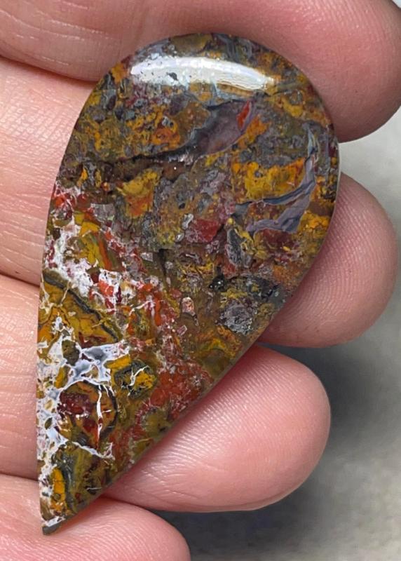 Teardrop 47x23mm Indonesian Plume Agate Cabochon 05