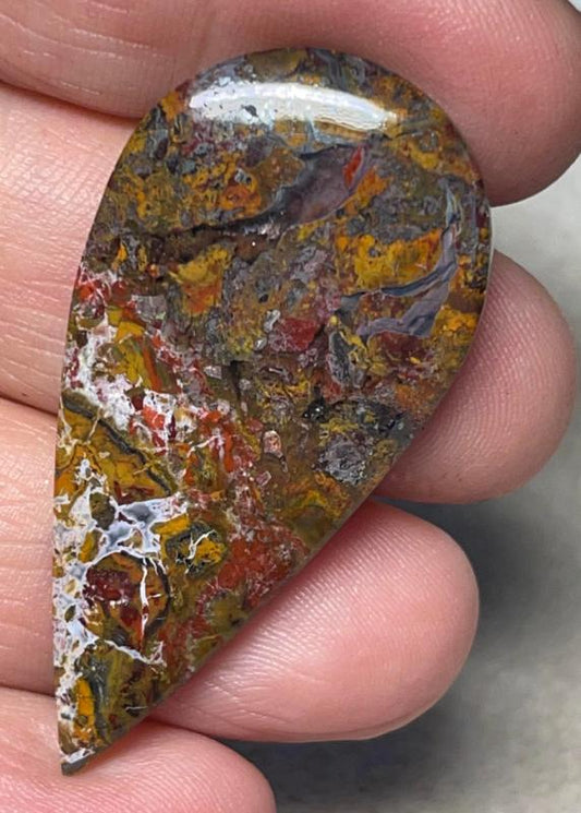 Teardrop 47x23mm Indonesian Plume Agate Cabochon 05