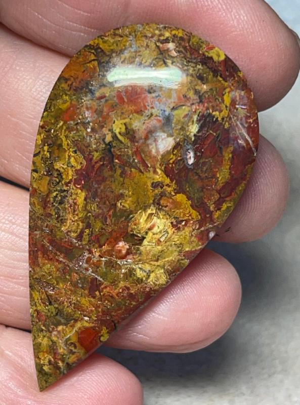 Teardrop 52x28mm Indonesian Plume Agate Cabochon 06