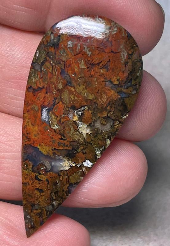 Teardrop 49x22mm Indonesian Plume Agate Cabochon 10