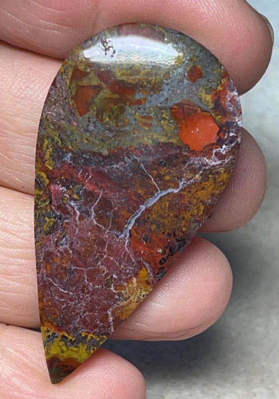 Teardrop 51x26mm Indonesian Plume Agate Cabochon 19
