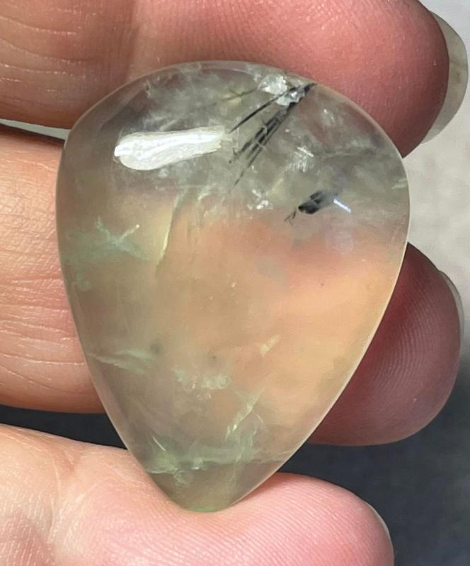 Teardrop 32x25mm Prehnite Cabochon 08