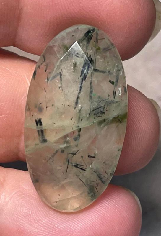Oval 31x17mm Faceted Prehnite Cabochon 33