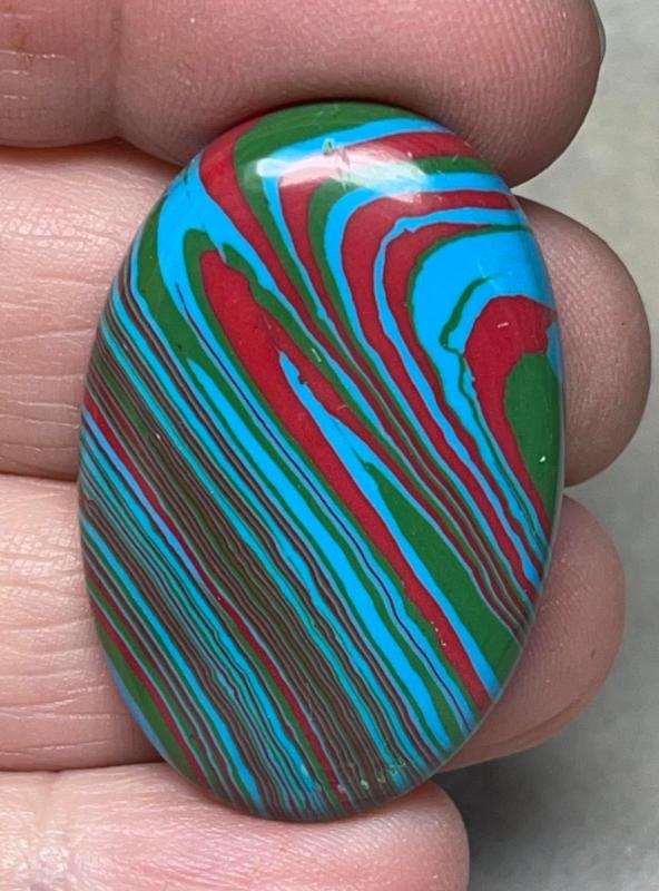 Oval 37x25mm Rainbow Calsilica Cabochon 12