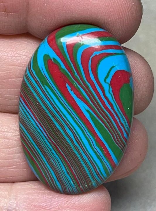 Oval 37x25mm Rainbow Calsilica Cabochon 12
