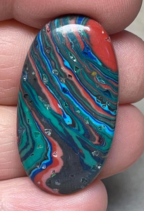 Oval 35x19mm Rainbow Calsilica Cabochon 14