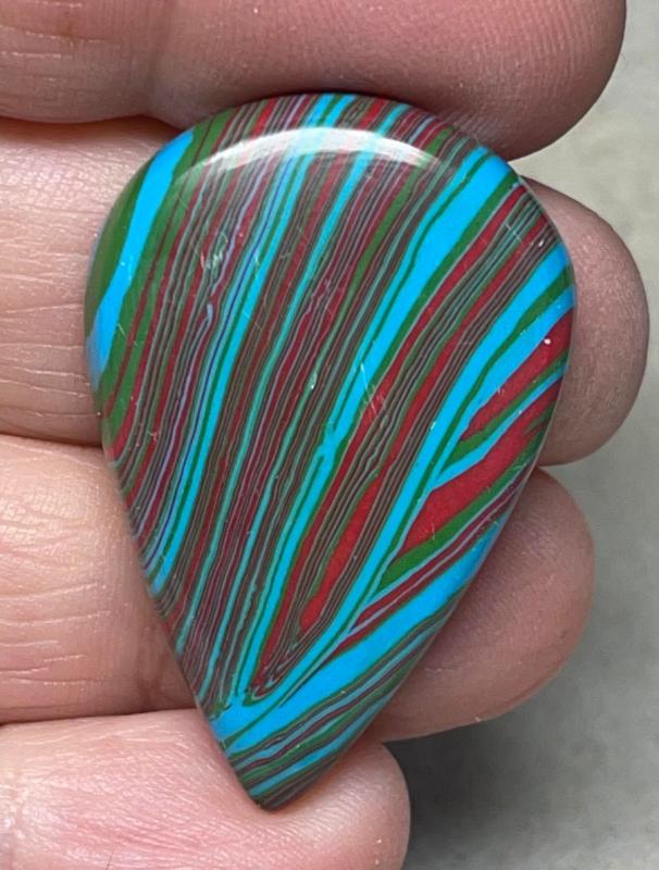 Teardrop 37x24mm Rainbow Calsilica Cabochon 15
