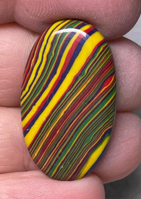 Oval 32x18mm Rainbow Calsilica Cabochon 18