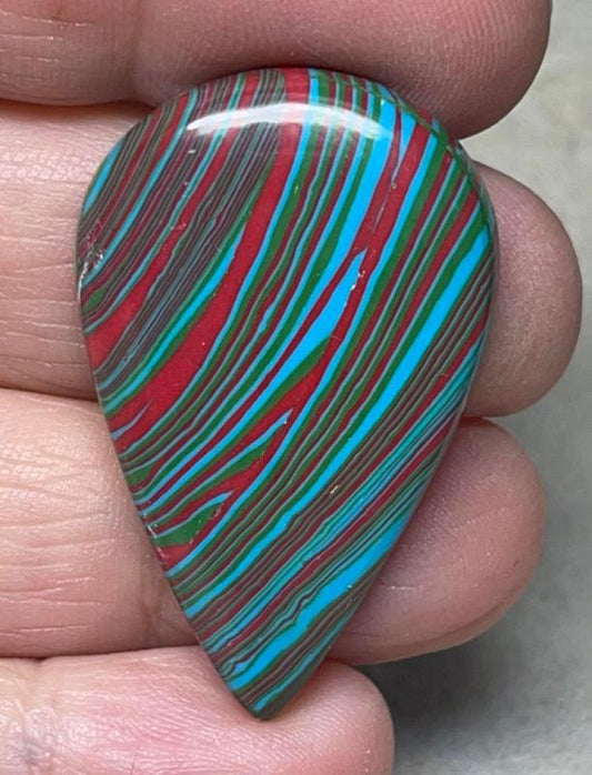 Teardrop 39x25mm Rainbow Calsilica Cabochon 20