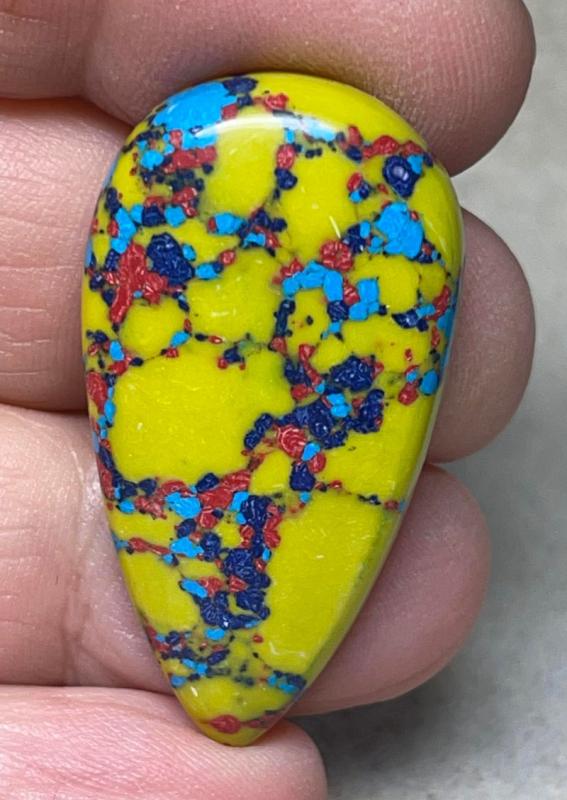 Teardrop 39x21mm Rainbow Calsilica Cabochon 24